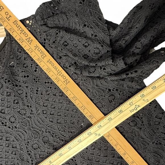 Zara Black Lace Ruffle Flounce Sleeve Blouse M Romantic Whimsigoth Witchy Sheer - Picture 7 of 7